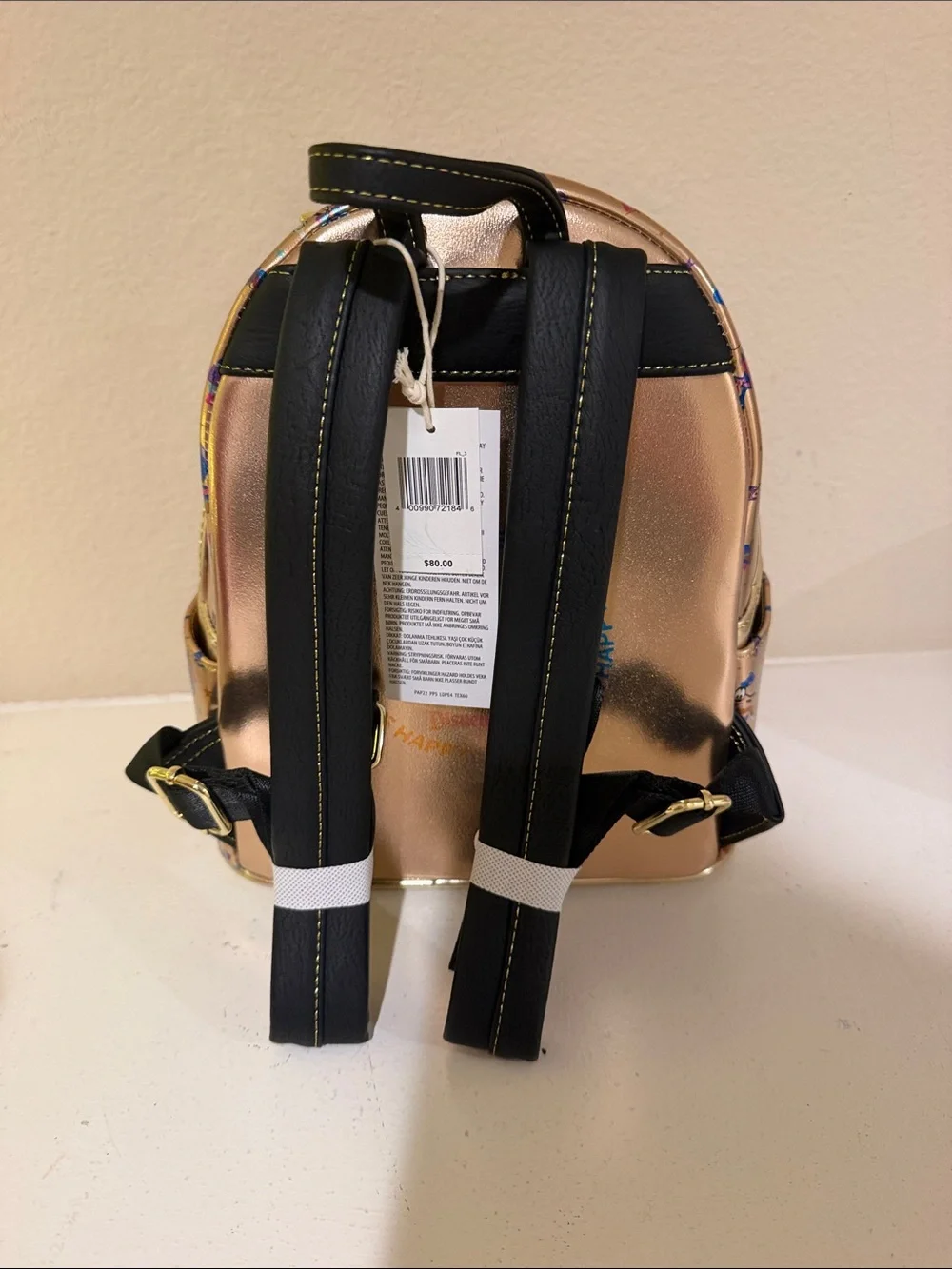 Loungefly Rose Gold Disney Parks Mini Backpack with Character Print